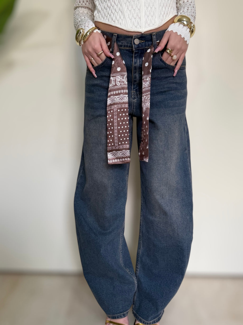 Jeans push up foulard