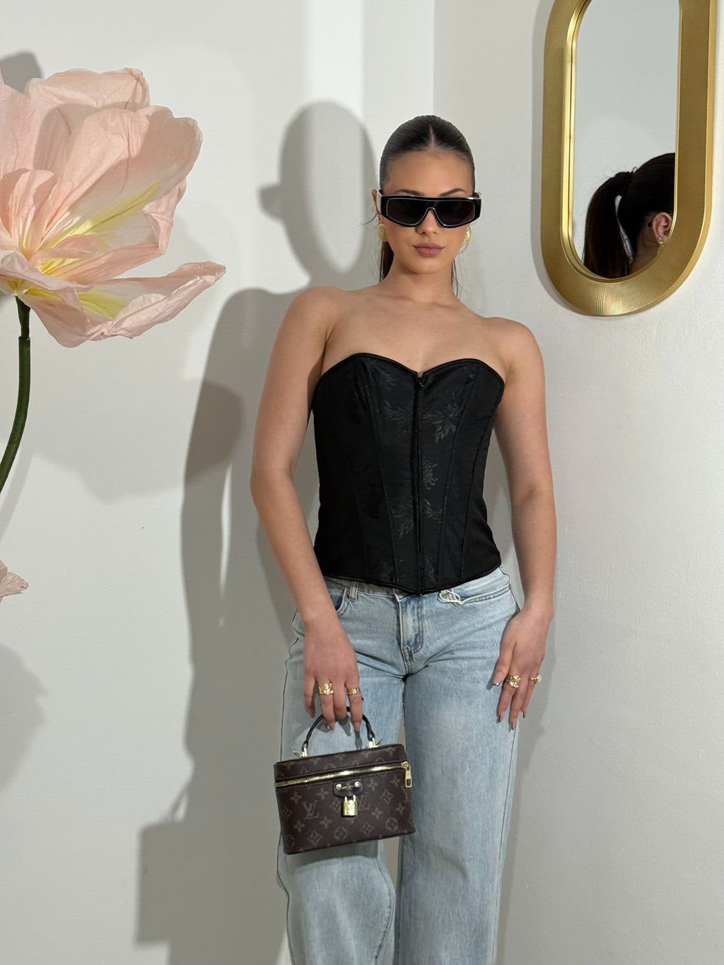 Bustier satin Black