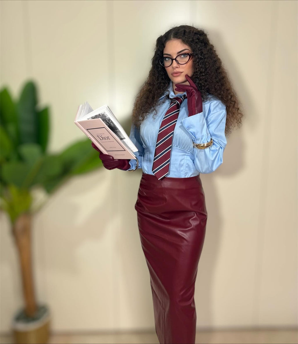 Gonna longuette similpelle