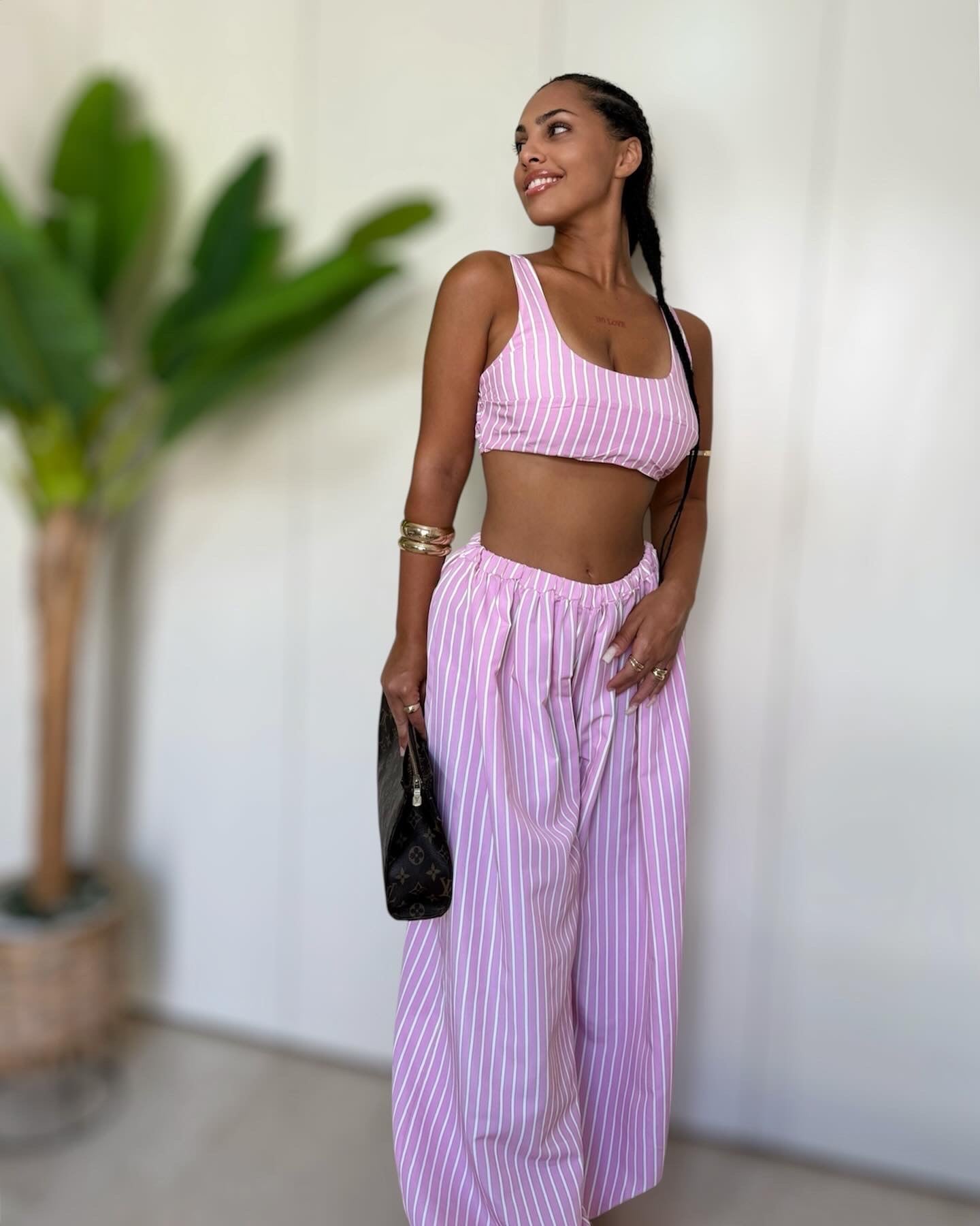 Coordinato righe pink