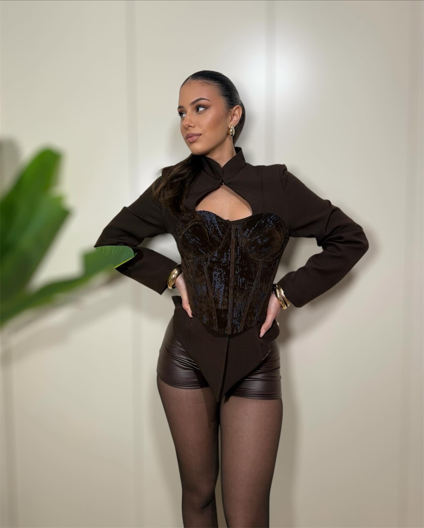 Short in similpelle brown