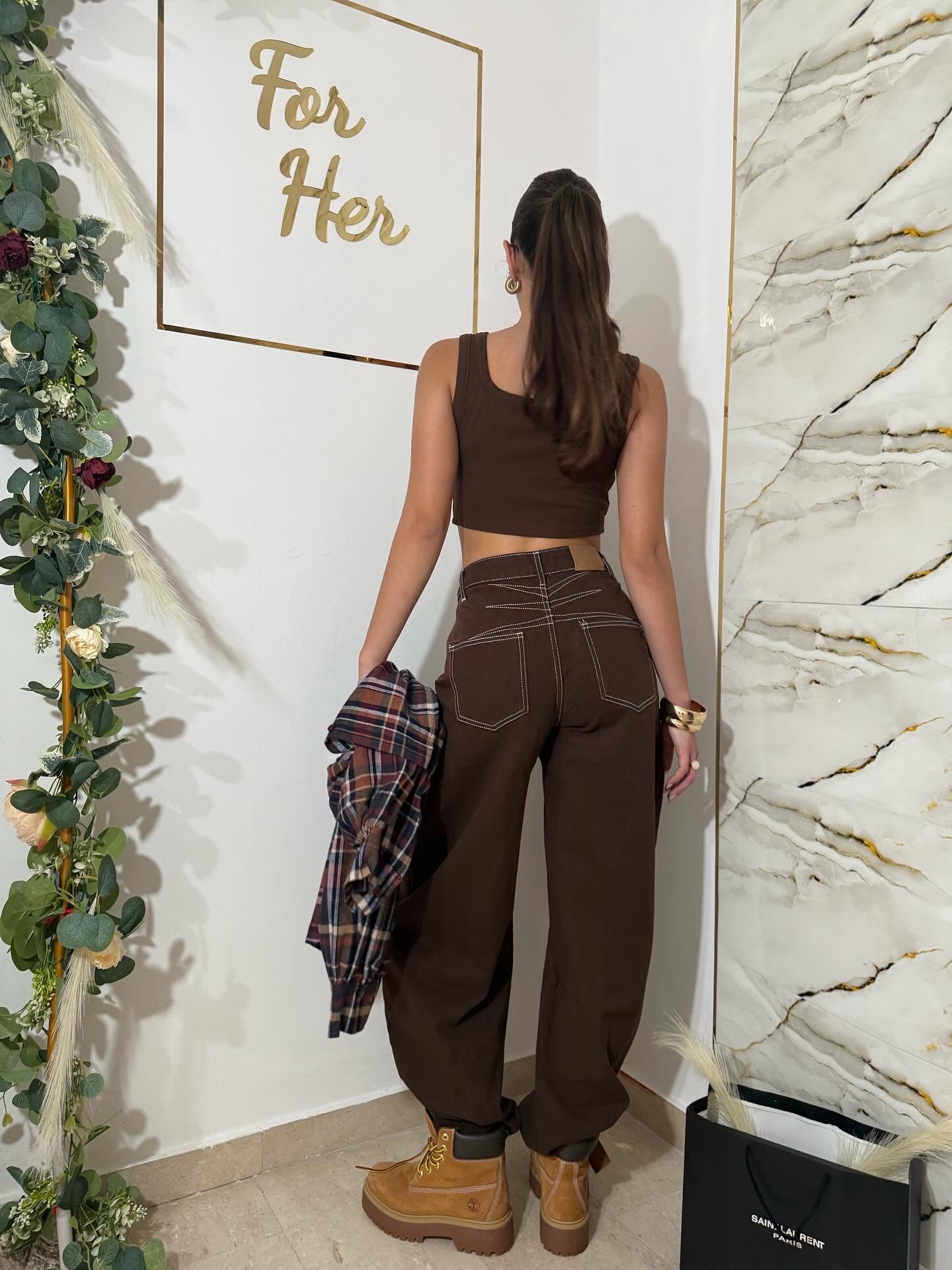 Jeans wide balloon brown