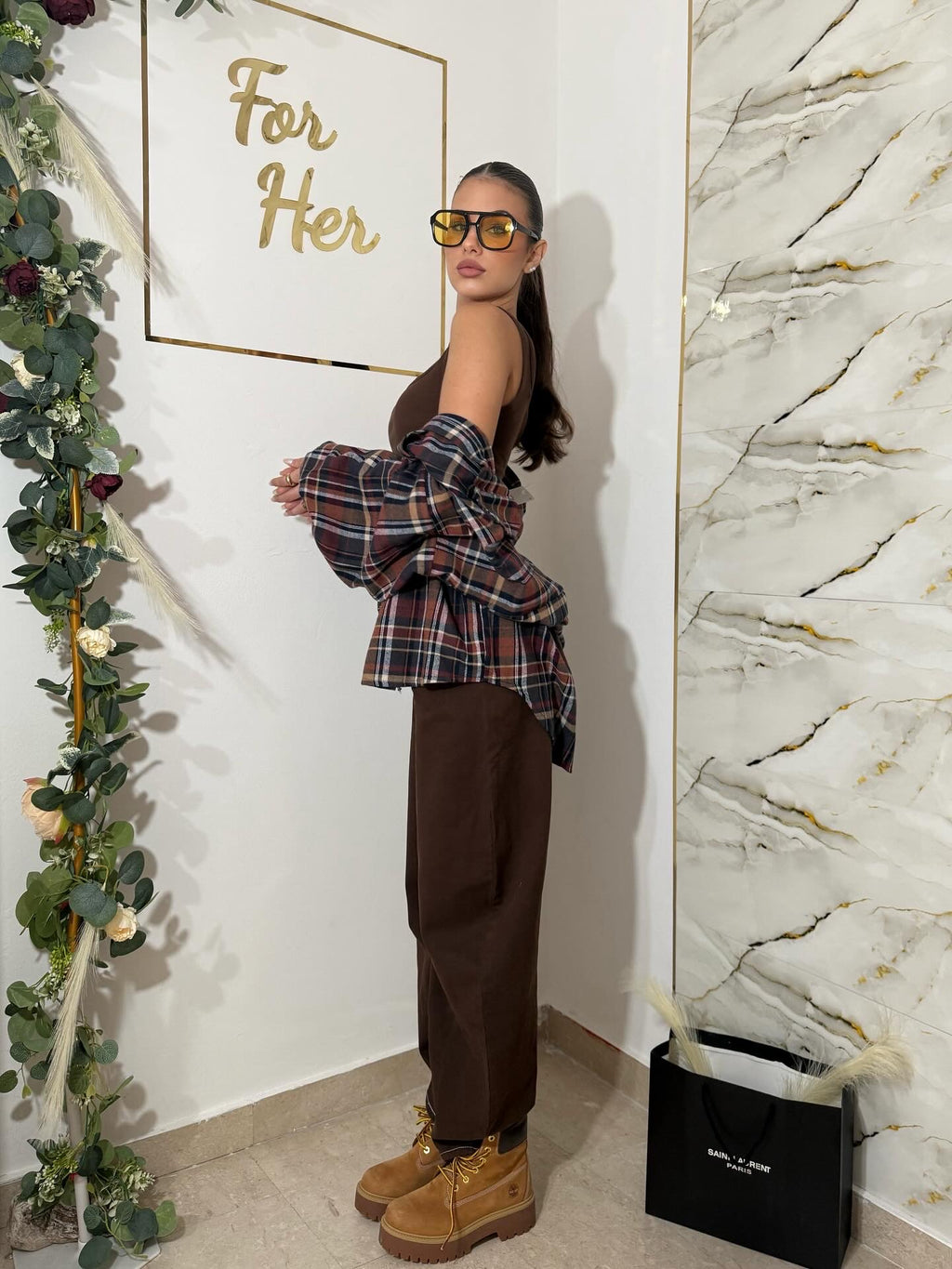 Jeans wide balloon brown