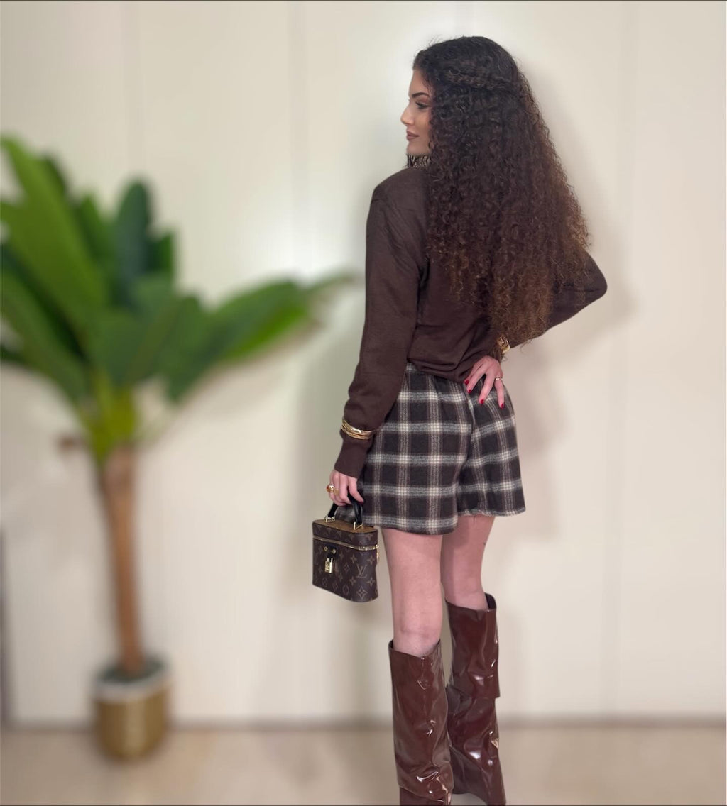 Pantagonna quadri con cintura