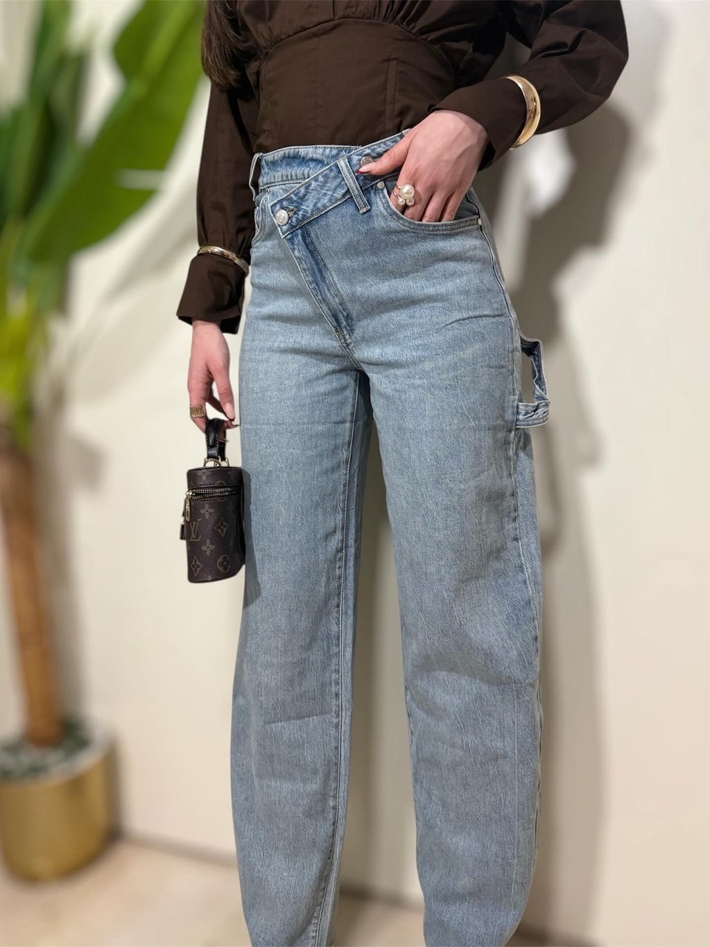 Jeans con foulard quadri