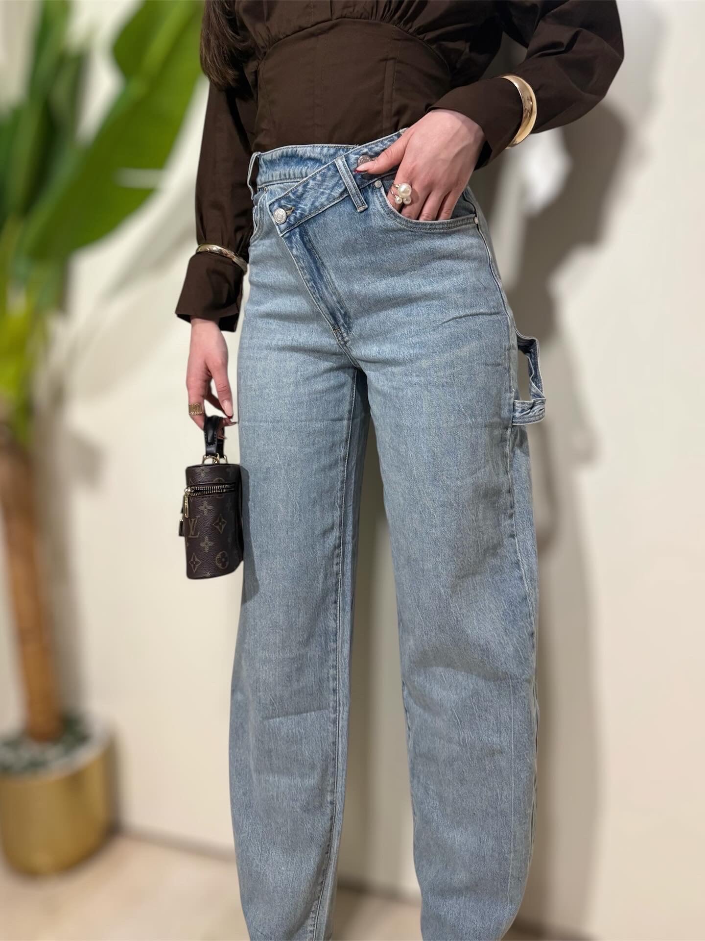 Jeans con foulard quadri