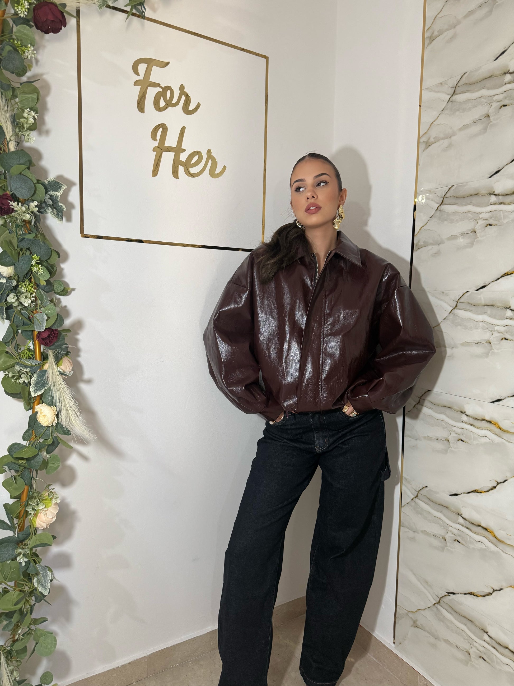 Giacca in vinile Bordeaux