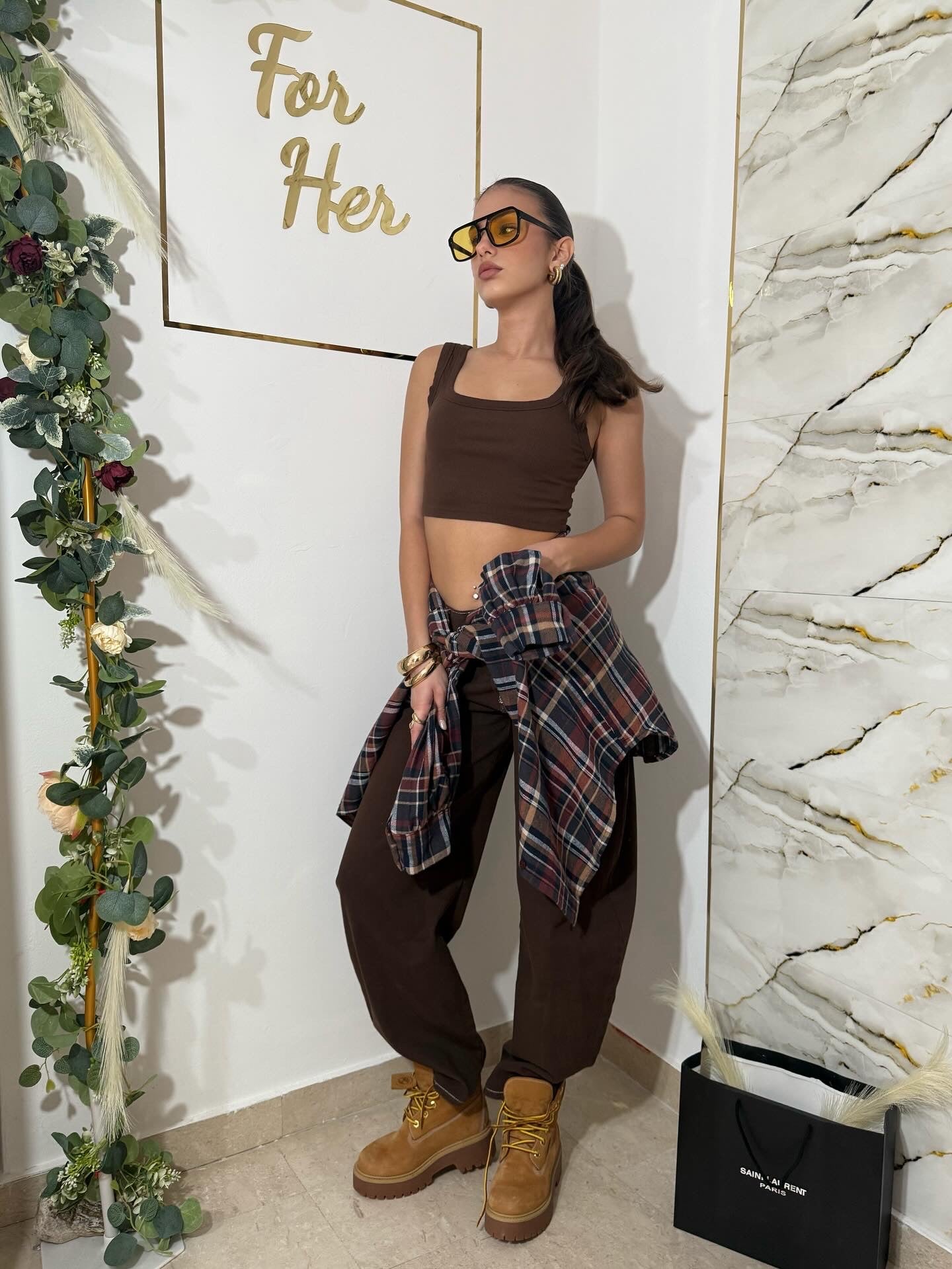 Jeans wide balloon brown