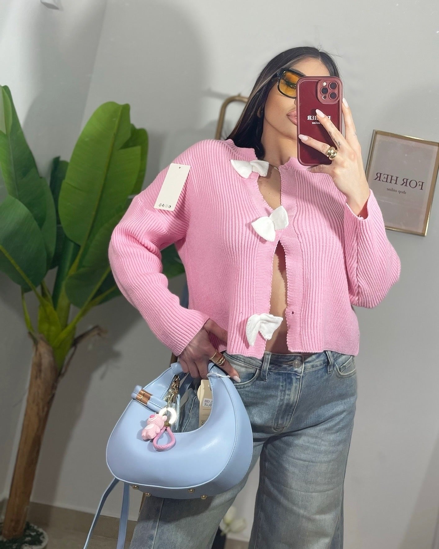 Maglioncino fiocchi pink