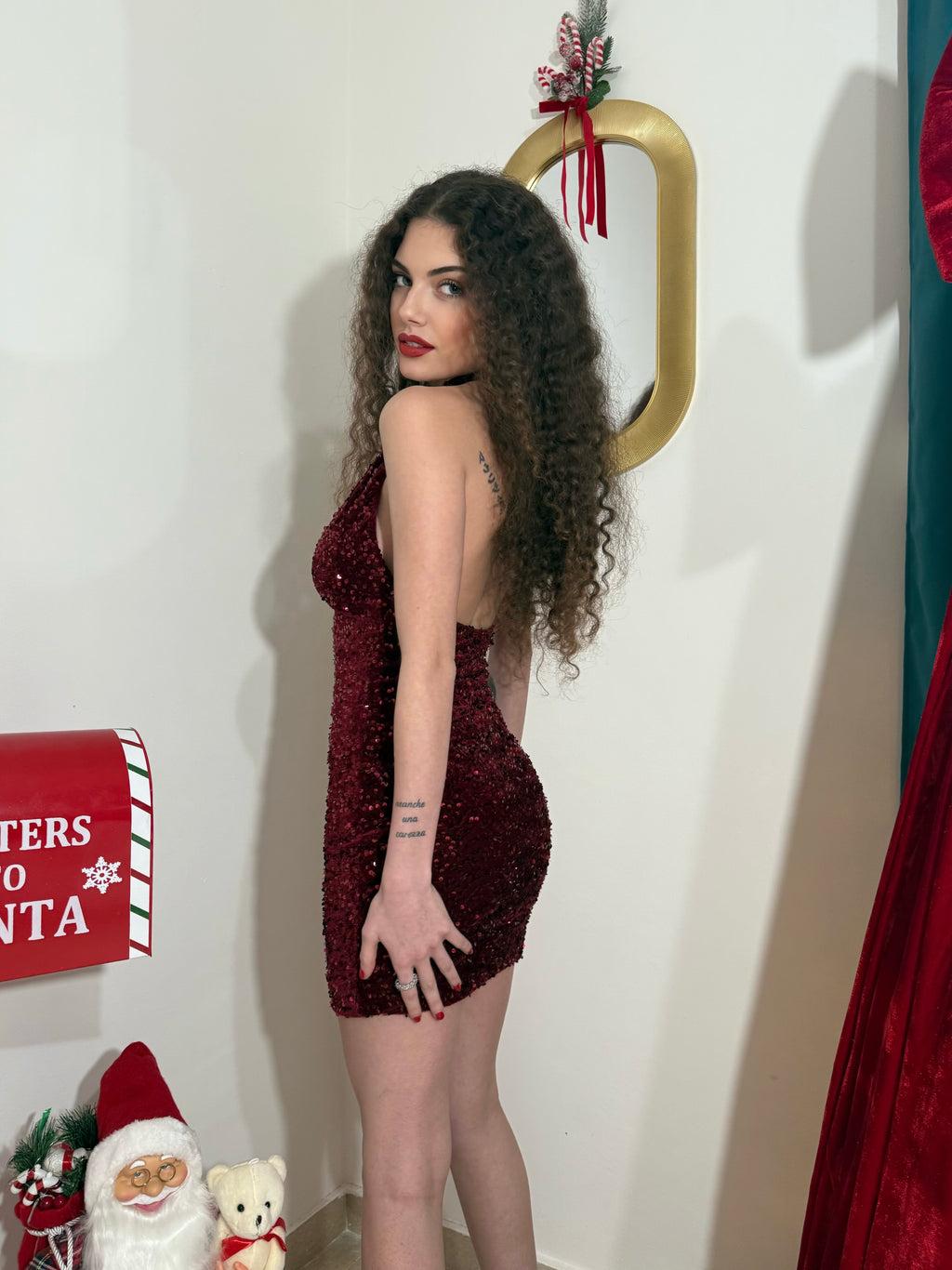 Abito Paillettes Red