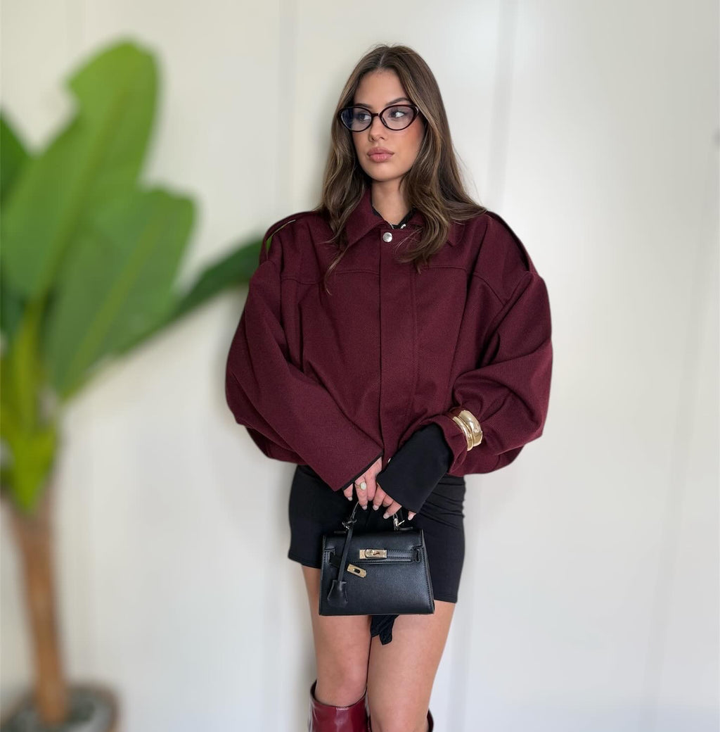 Bomber in panno bordeaux