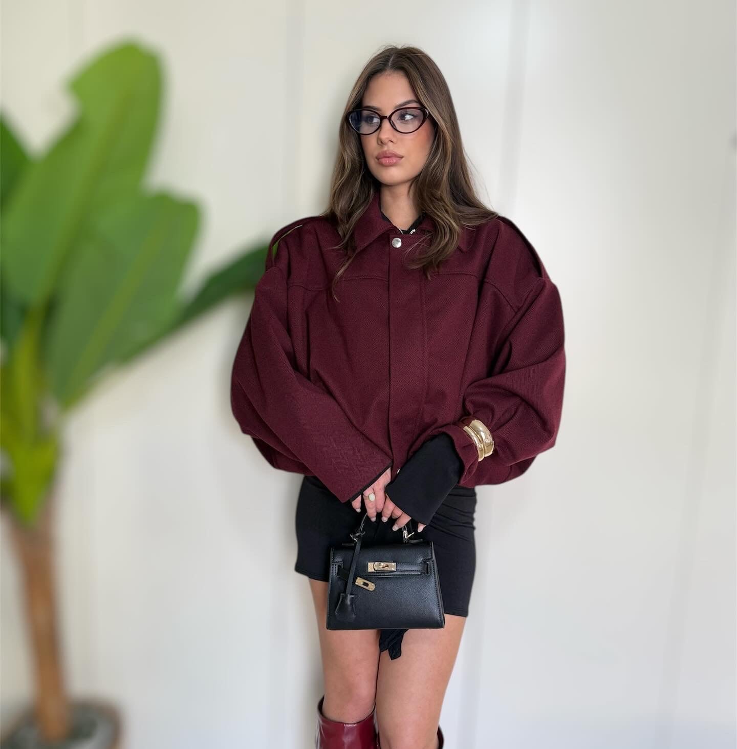 Bomber in panno bordeaux