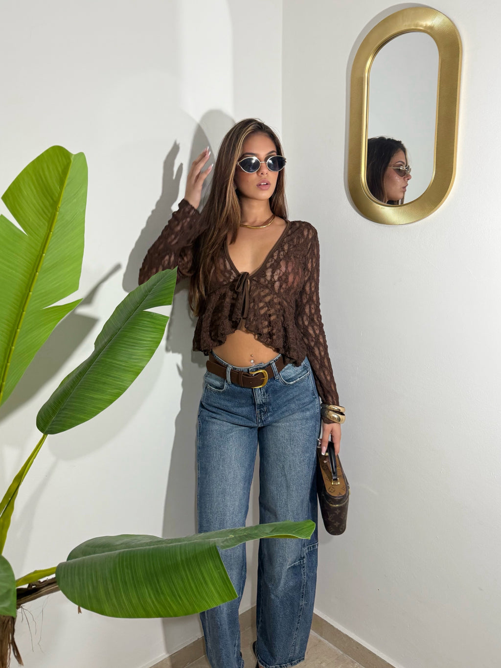 Camicia in pizzo Brown