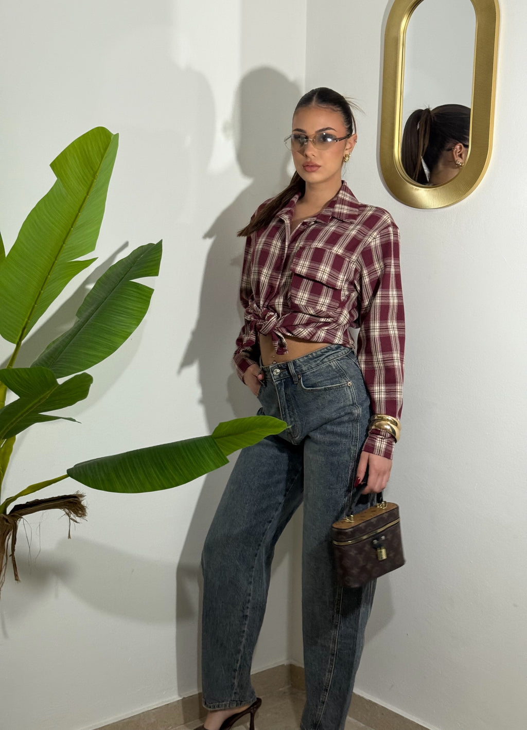 Camicia Quadri Bordeaux