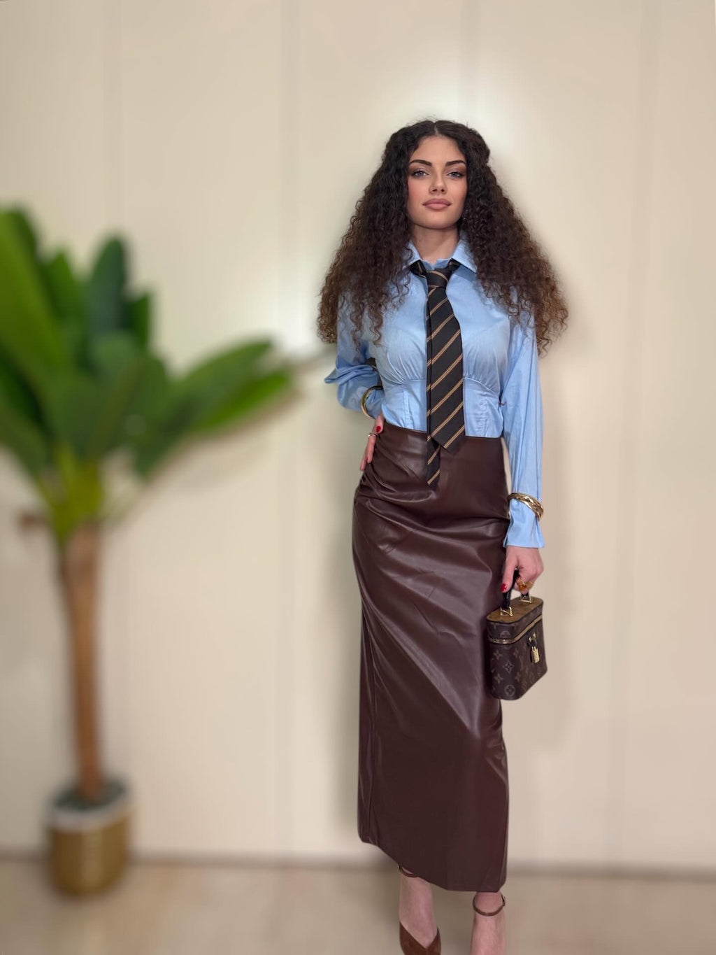 Gonna longuette similpelle