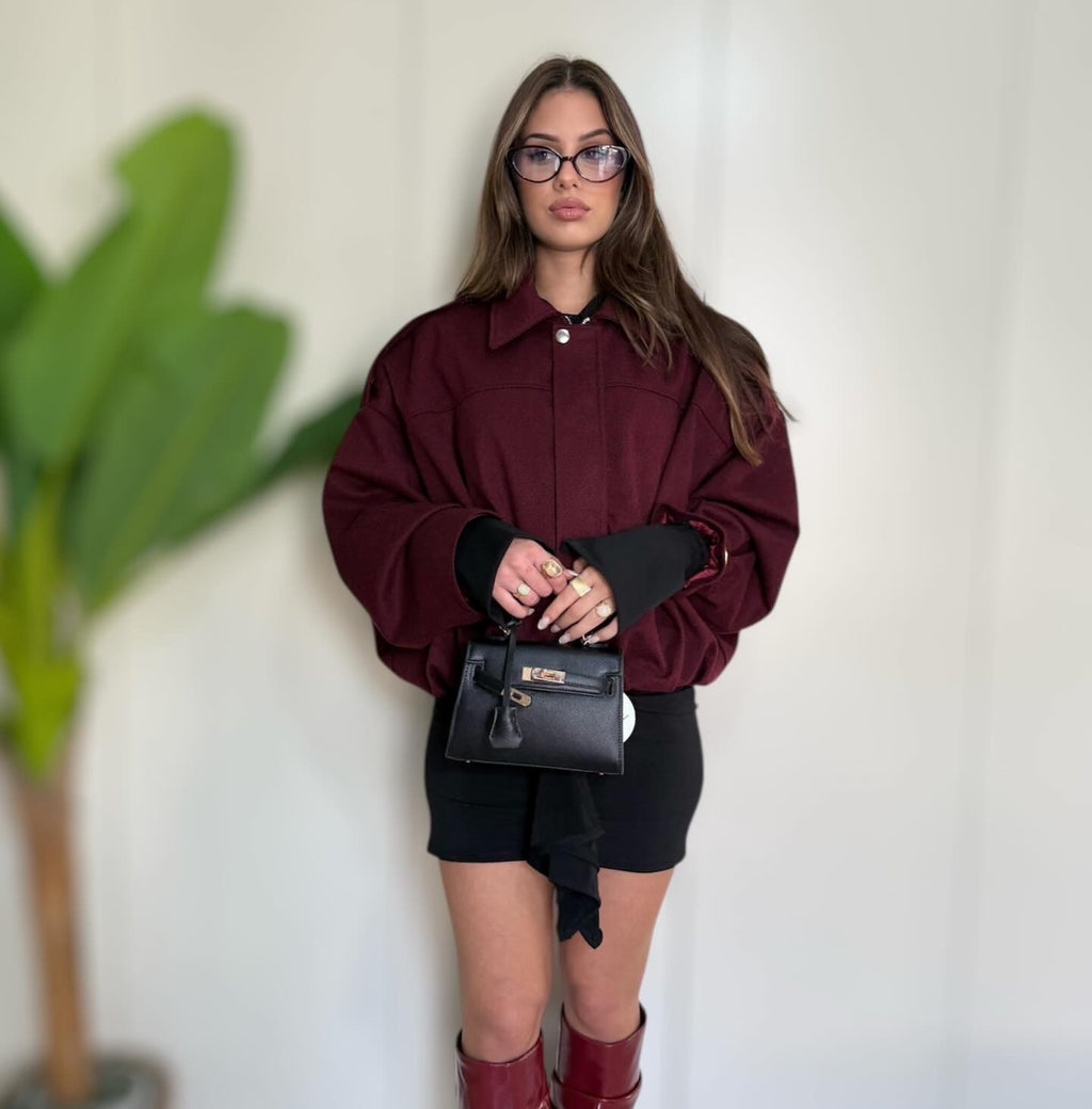 Bomber in panno bordeaux