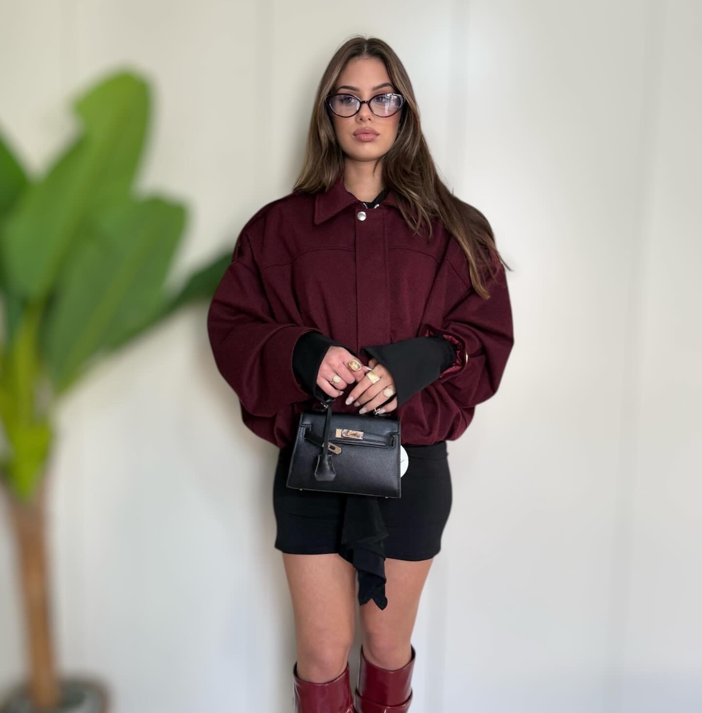 Bomber in panno bordeaux