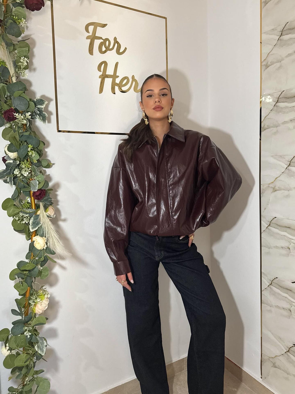 Giacca in vinile Bordeaux