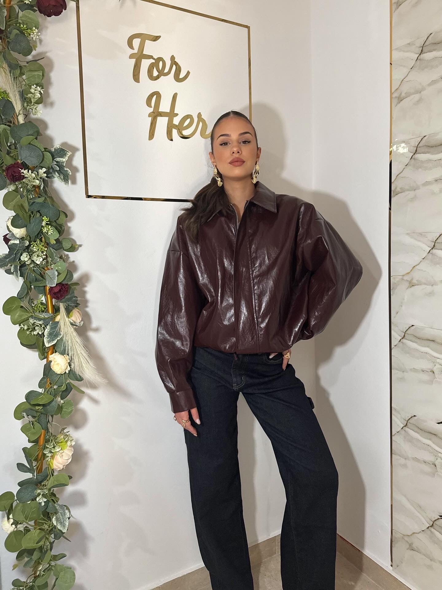 Giacca in vinile Bordeaux