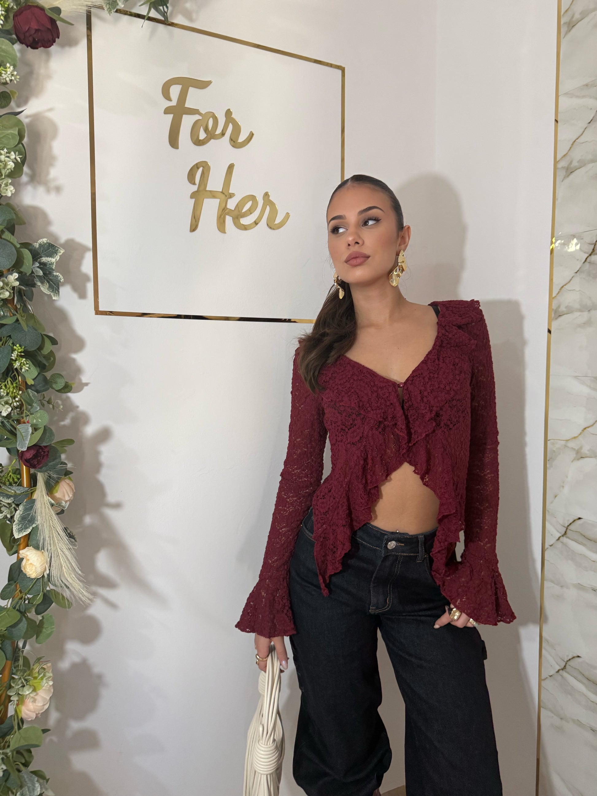 Camicia in pizzo Bordeaux