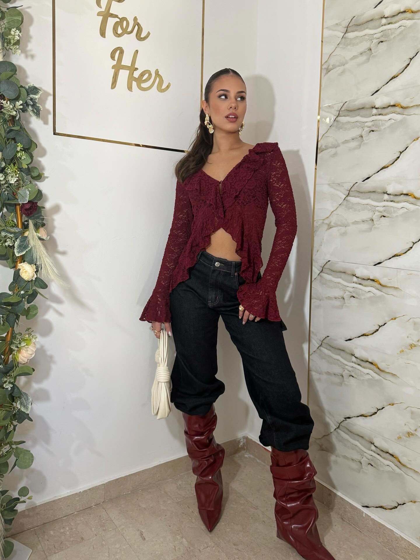 Camicia in pizzo Bordeaux