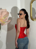 Bustier satin Red