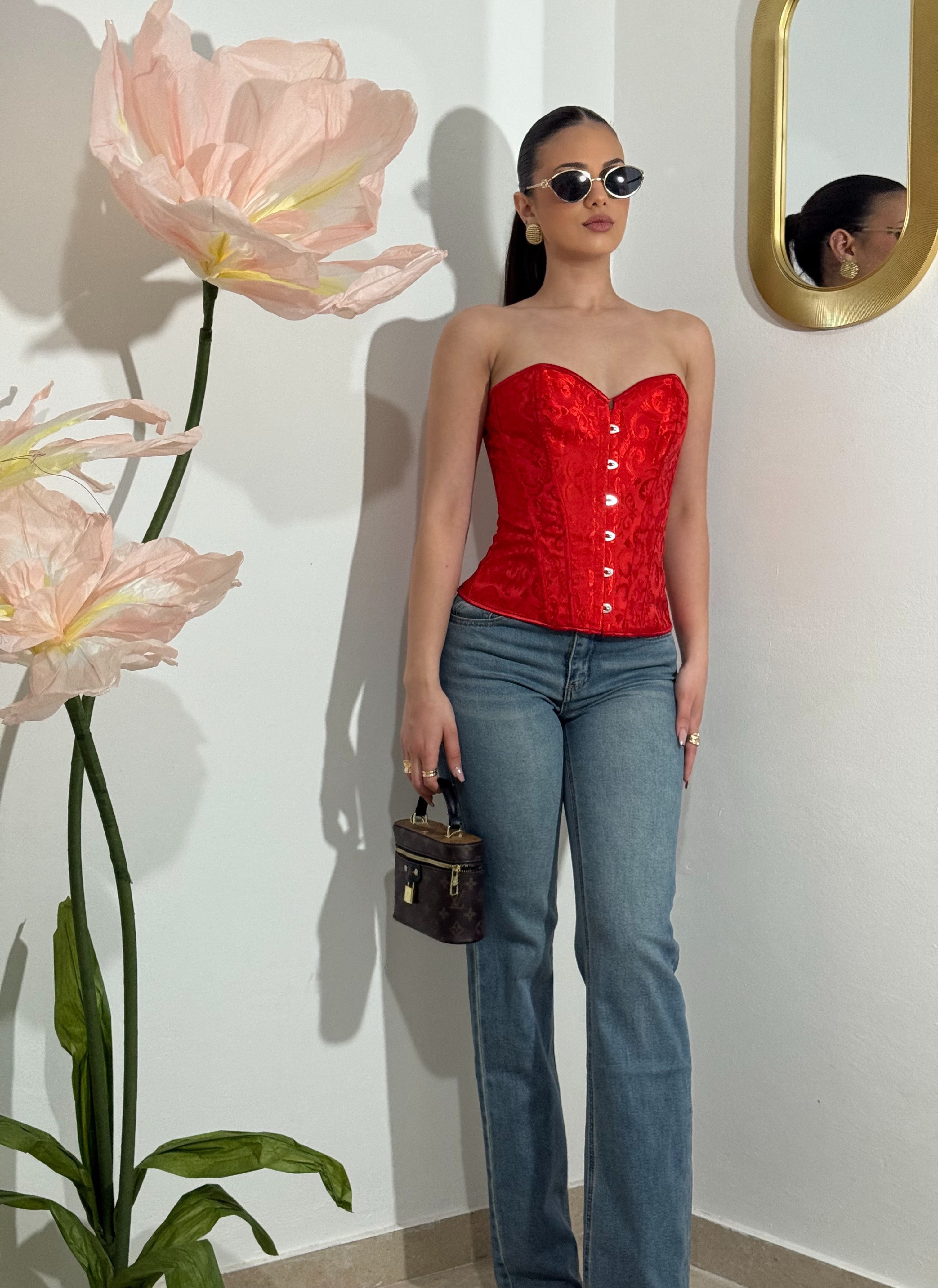 Bustier satin Red