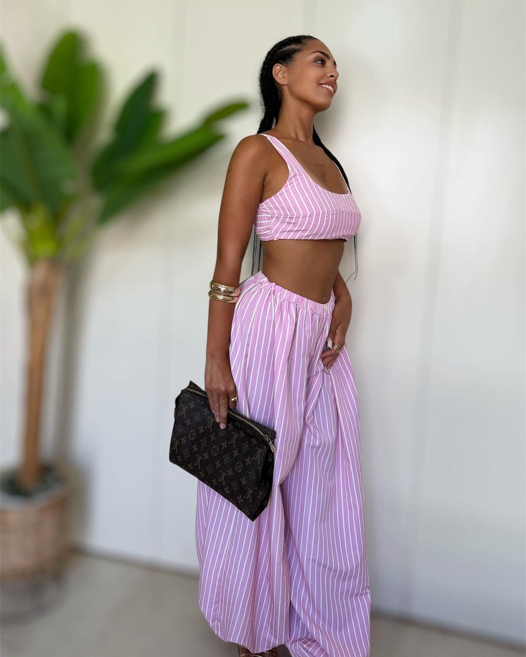 Coordinato righe pink