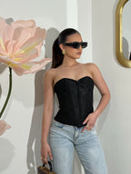 Bustier satin Black