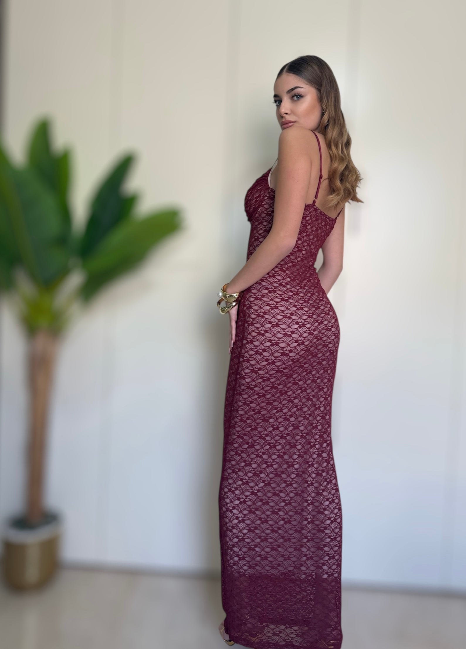 Abito Beyoncé bordeaux