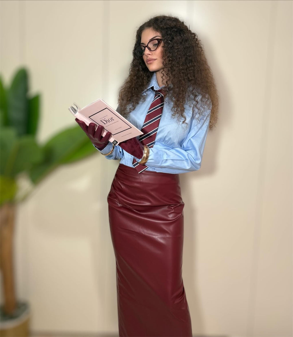 Gonna longuette similpelle