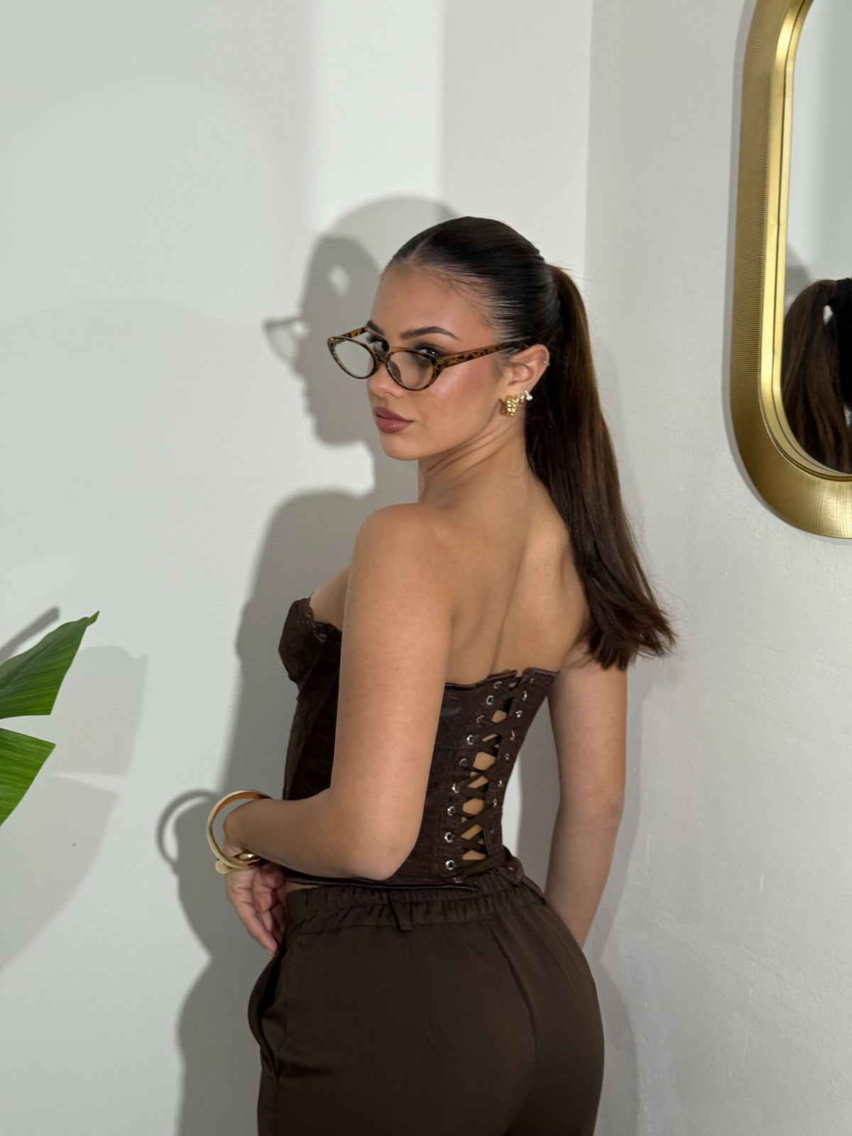 Corsetto in pizzo Brown