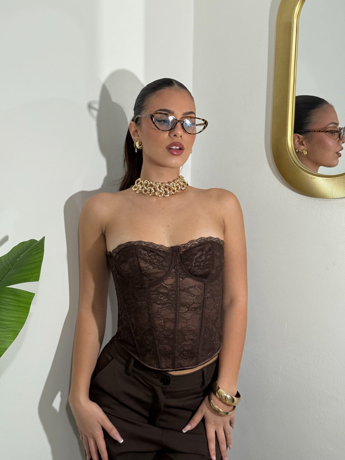 Corsetto in pizzo Brown