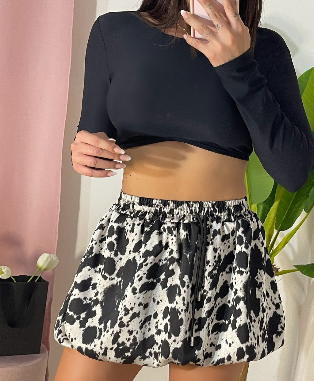 Minigonna satin palloncino