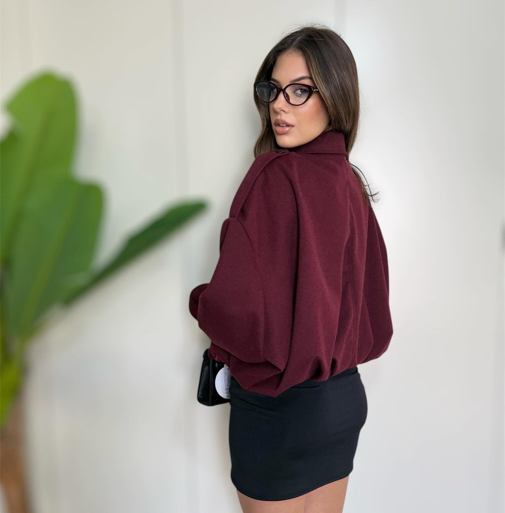 Bomber in panno bordeaux