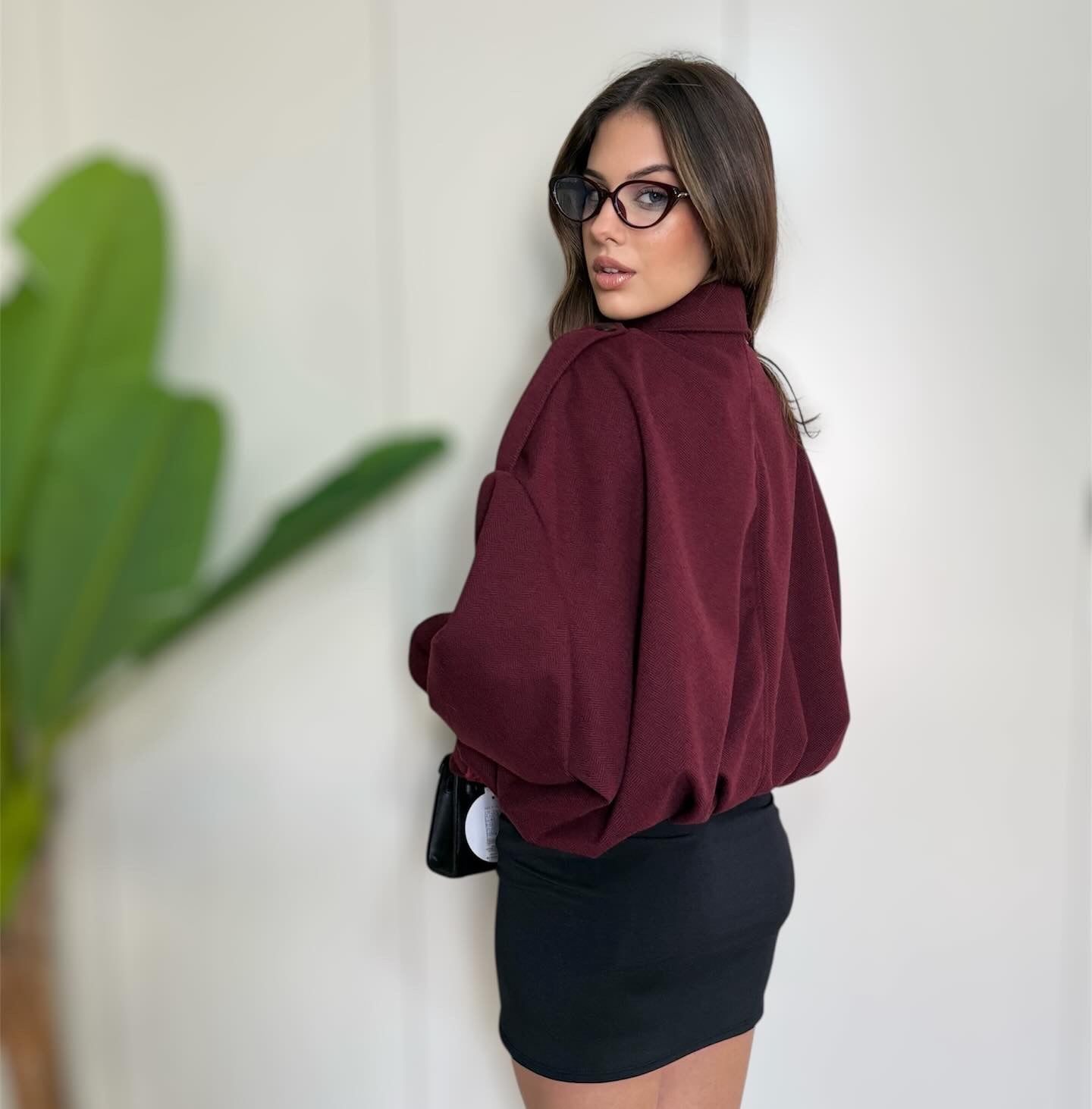 Bomber in panno bordeaux
