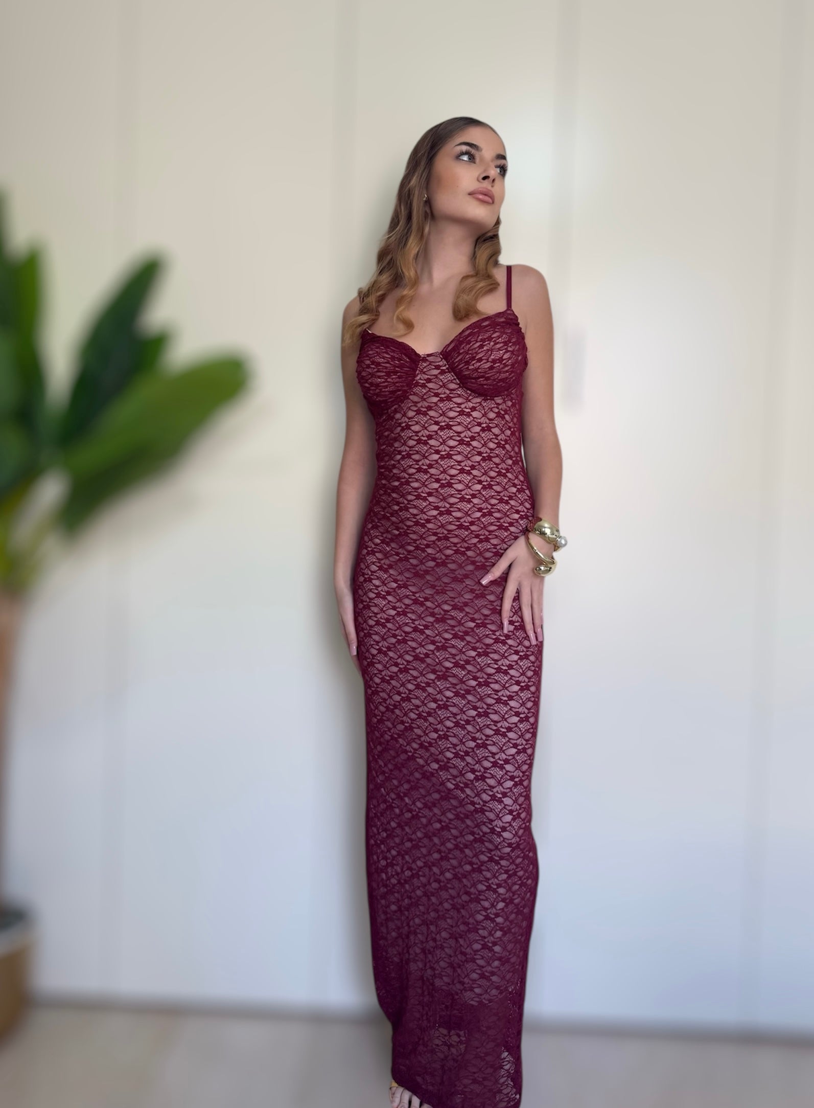 Abito Beyoncé bordeaux