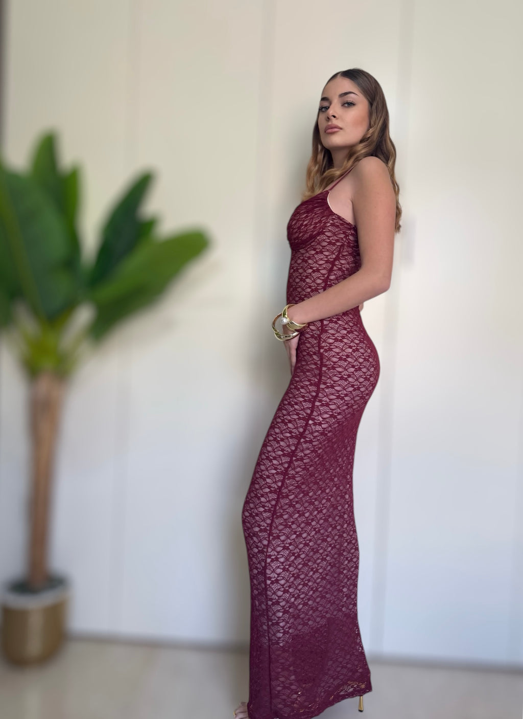 Abito Beyoncé bordeaux