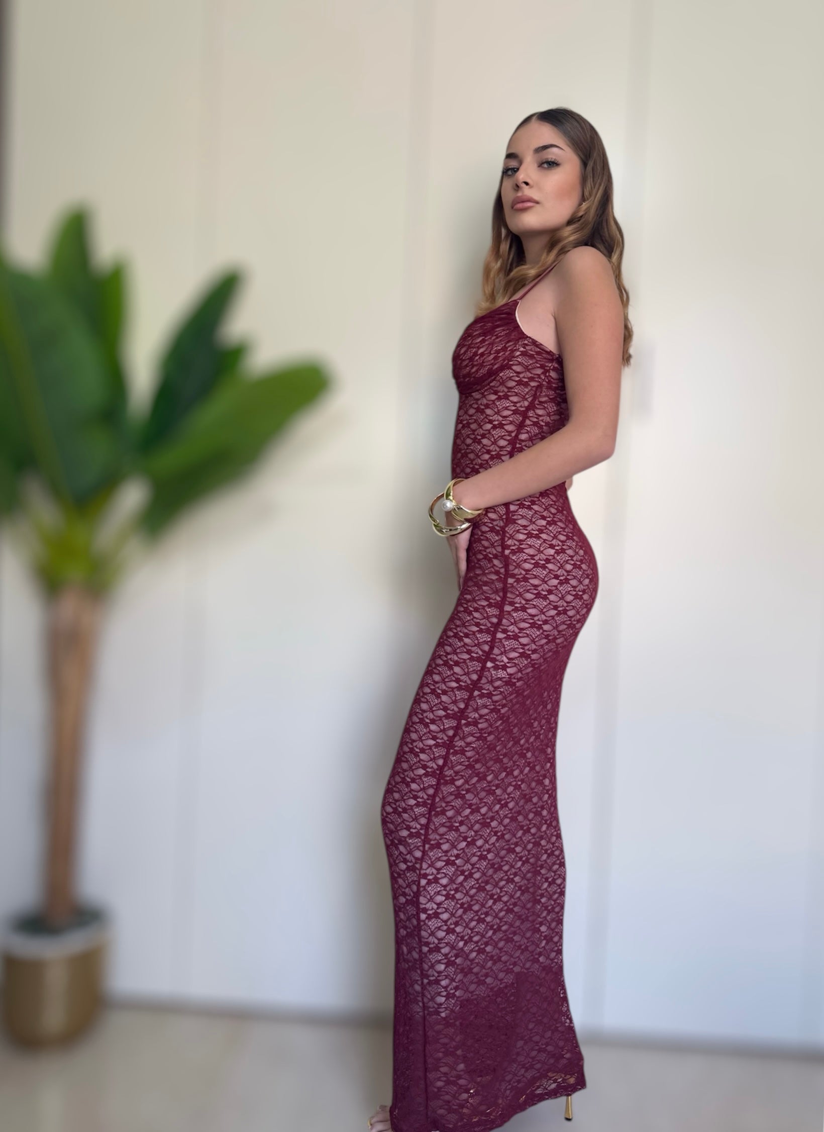 Abito Beyoncé bordeaux