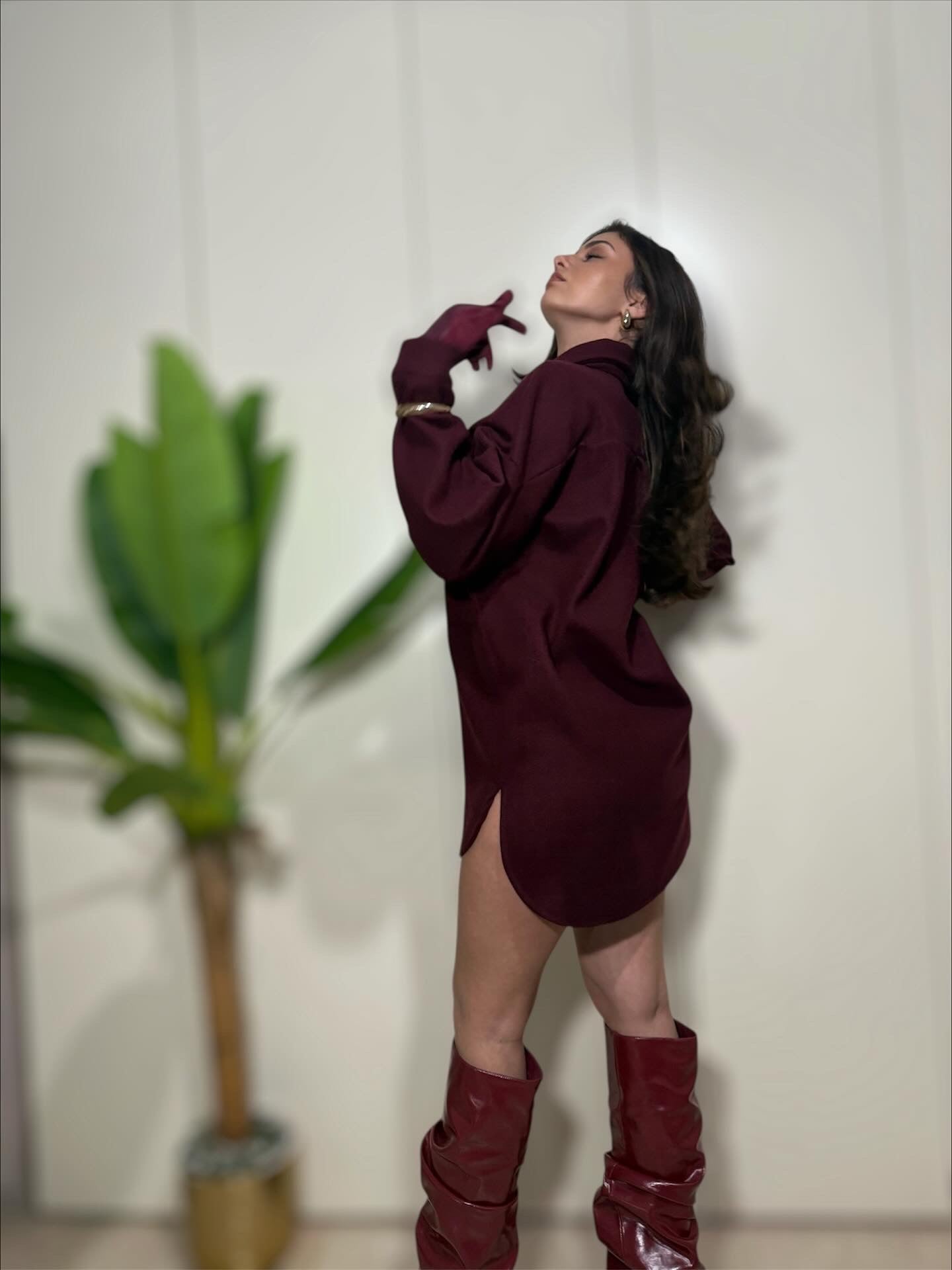 Maxi abito/camicia in panno