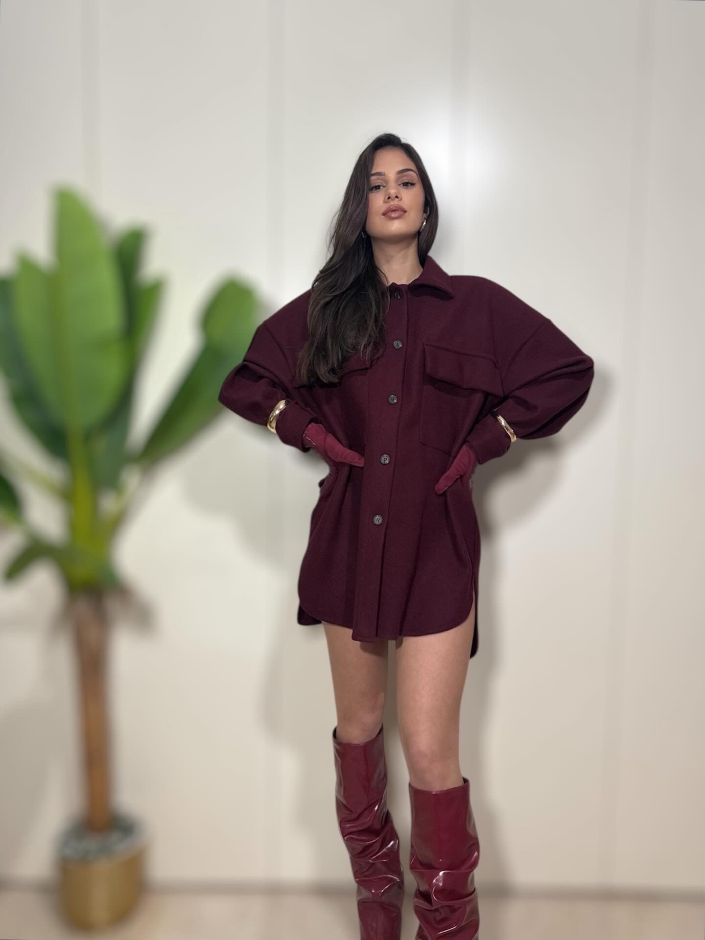 Maxi abito/camicia in panno