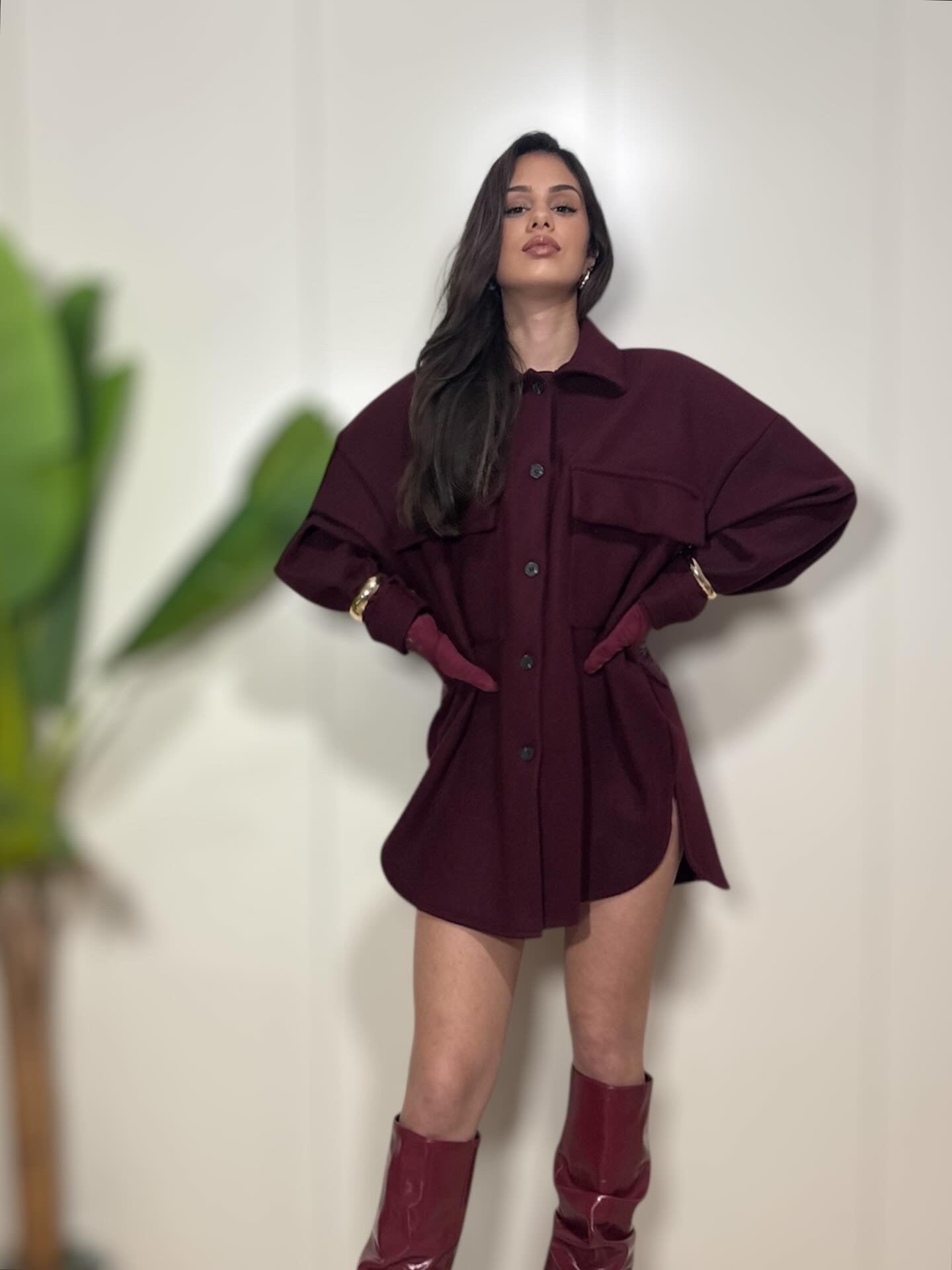 Maxi abito/camicia in panno