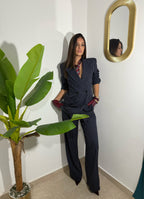 Tailleur Gessato Blu