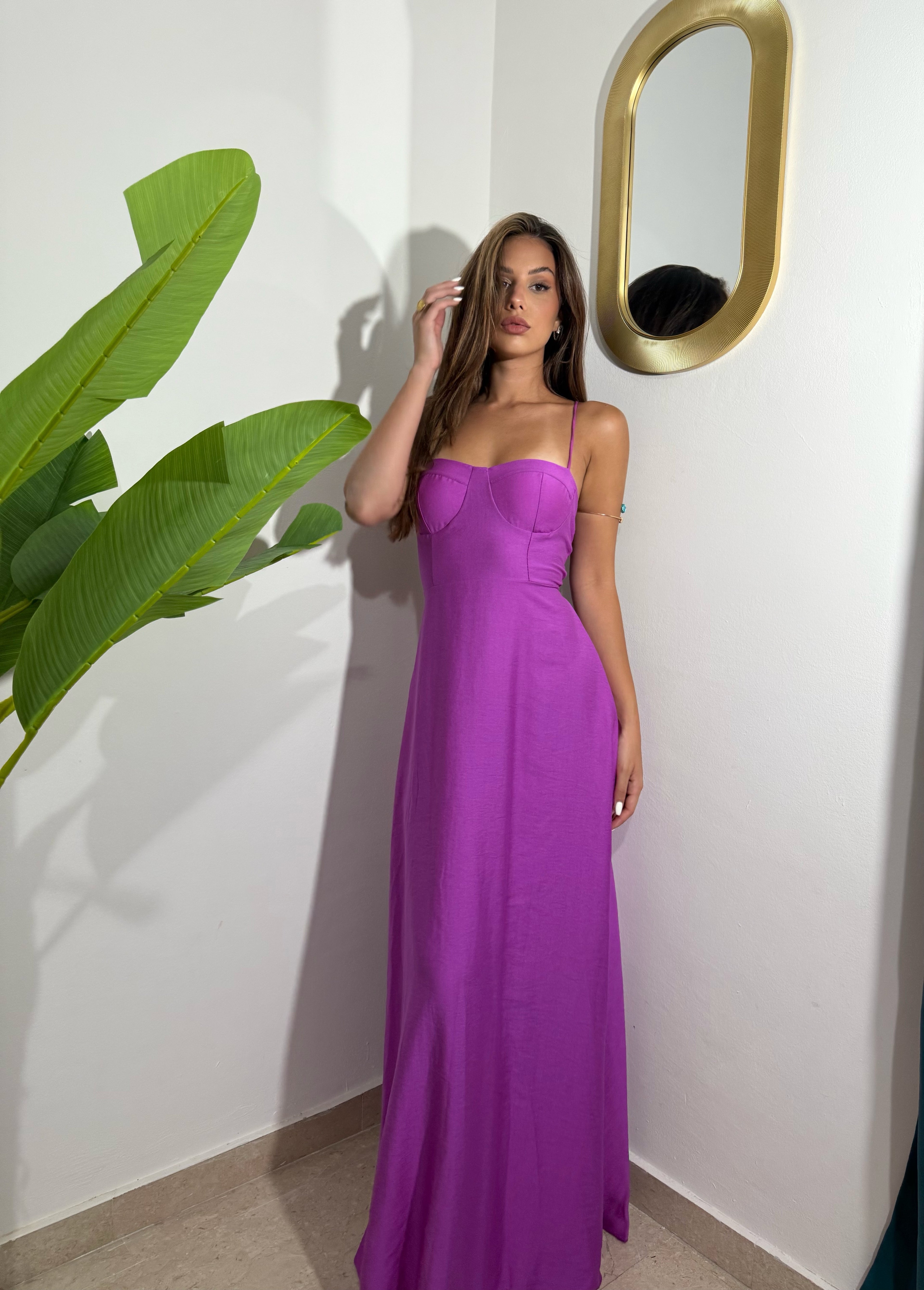 Abito in misto lino Purple