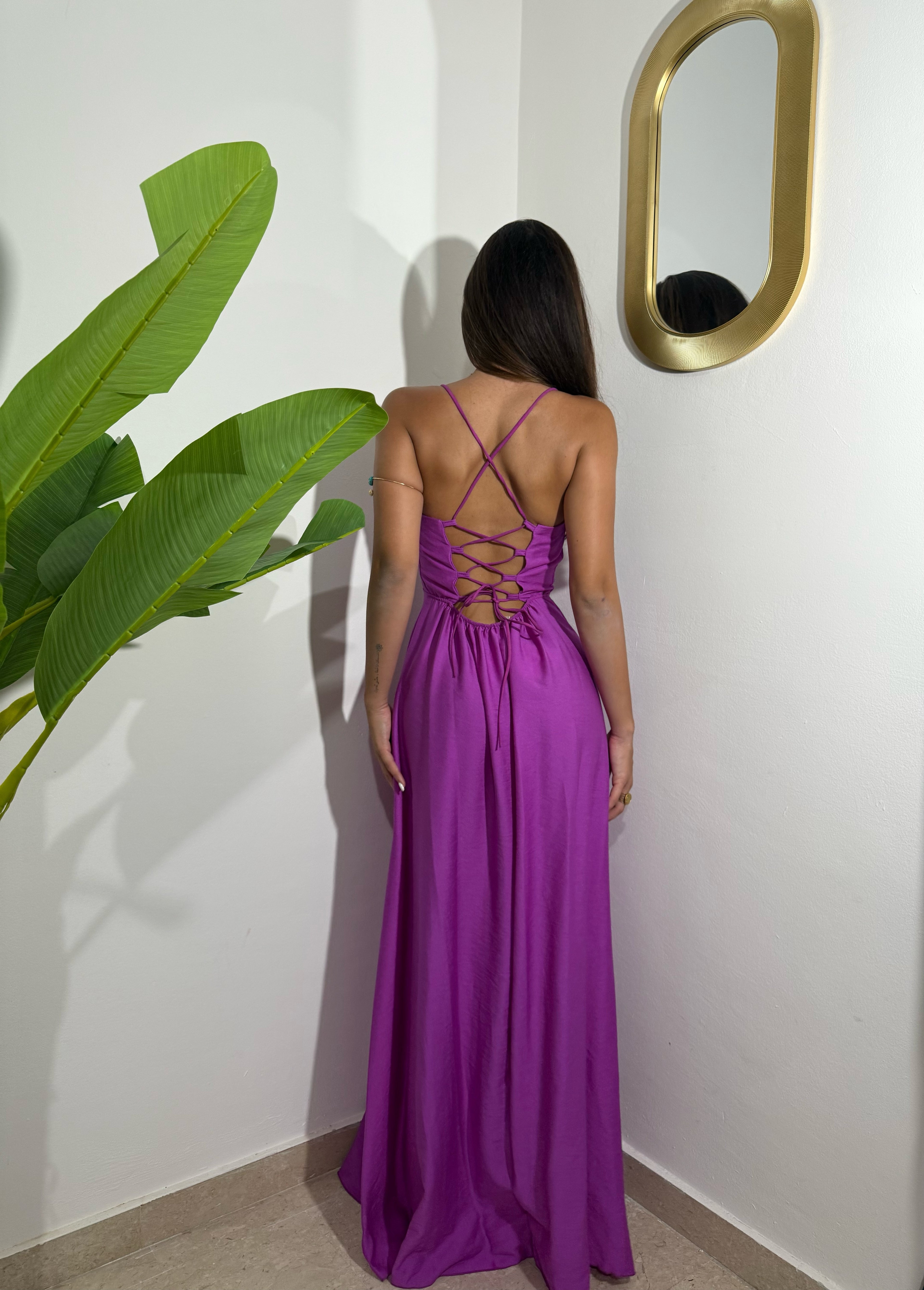 Abito in misto lino Purple